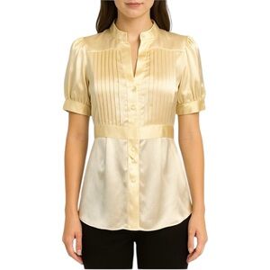 BCBGMAXAZRIA Ivory Cream Silk Top